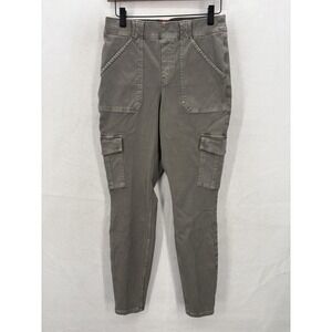 Spanx Perfect Stretch Twill Ankle Cargo Pants Womens Large Sage Green Pull On